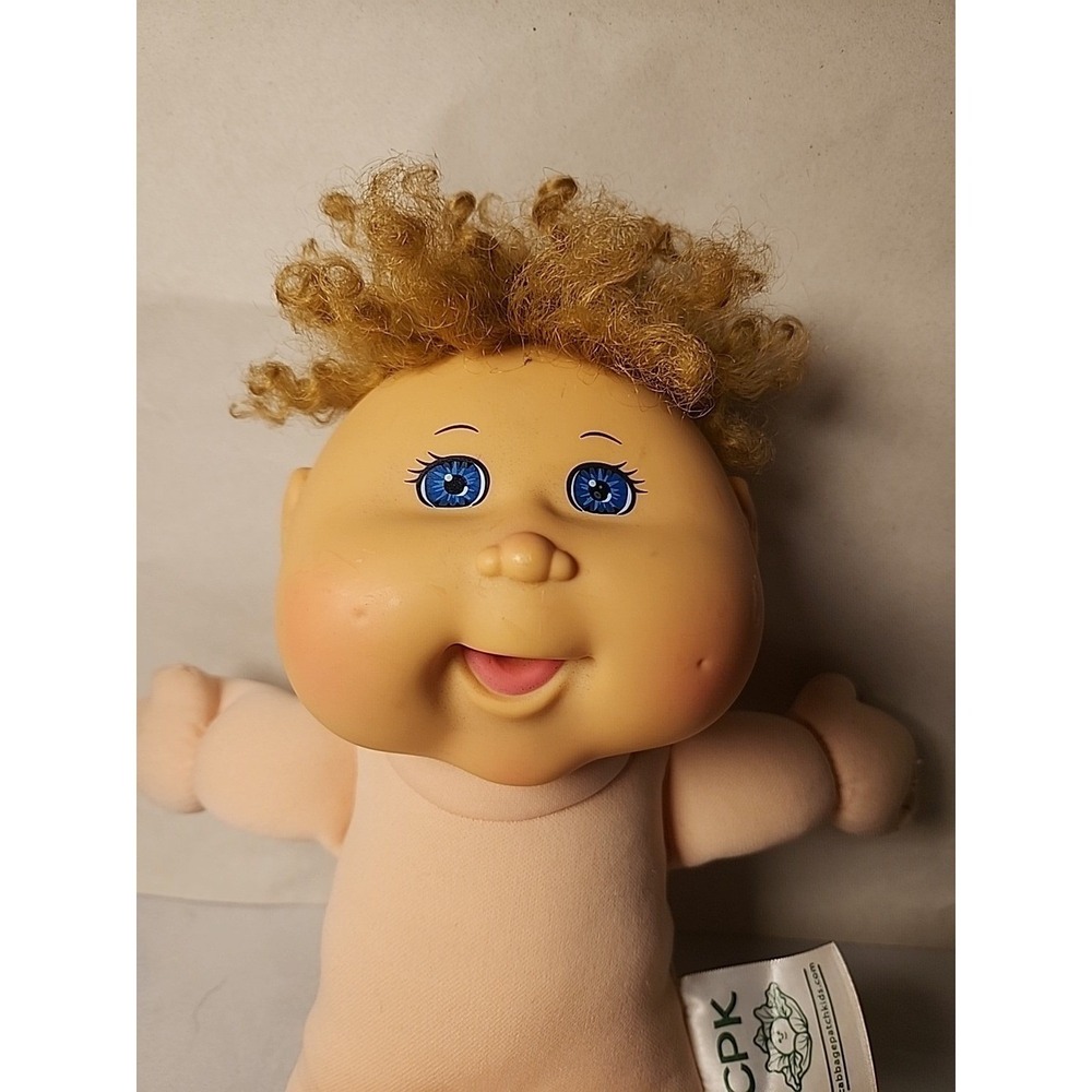 Cabbage Patch Doll CPK 1978 2016 Play Along Soft Body Curly Hair Blue Eyes Cute!